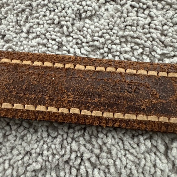 Justin Top Grain Cowhide Brown Leather Belt Womens Size 30 Woven Western Rodeo - Picture 12 of 14